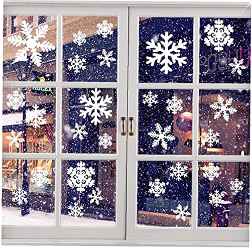 Copo de nieve, pegatinas reutilizables 57pcs ventana de la Navidad, etiquetas engomadas de la Navidad del tema auto-adhesivo de los copos de nieve se aferra ventana de Acción de Gracias Decoración de Cover