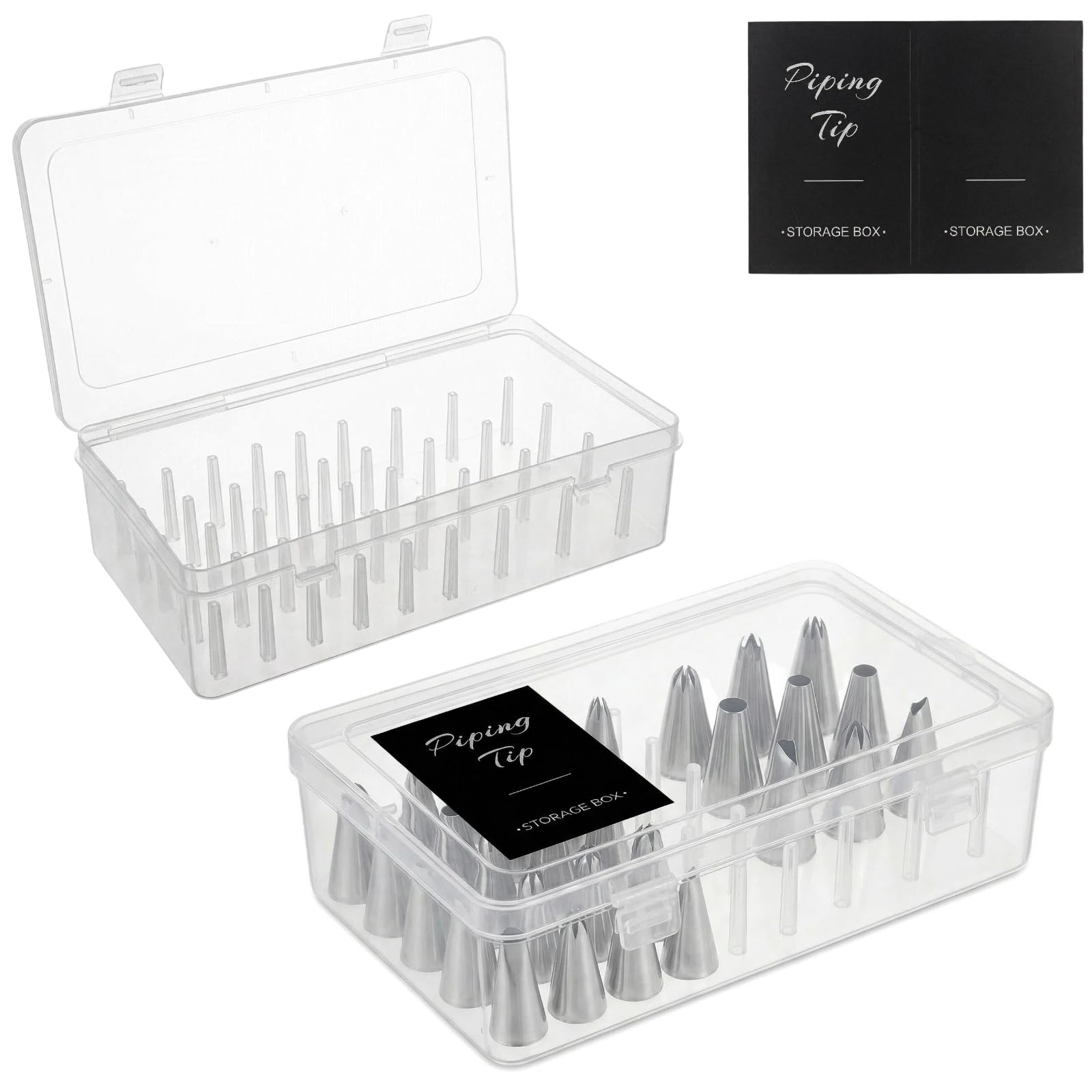 Photo 1 of 2-Pack Piping Tips Storage Box with Fixed Pins and Labels, 84 Pegs Piping Tips Organizer Case for Baking & Cake Decorating Tools