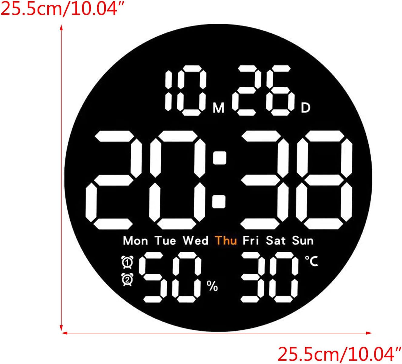 LED Digital Wall Clock Large Display Electronic Alarm Clock Remote Controlled Automatic Backlights Temperature Humidity