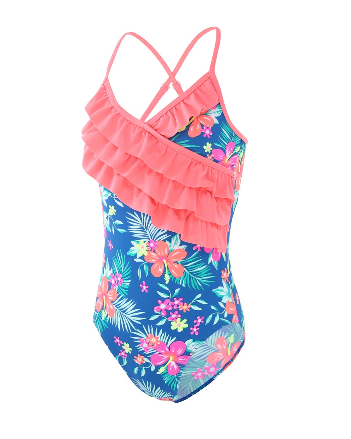 Aisyee Badeanzug Mädchen Kinder Einteiliger Hawaiian Rüschen Floral Bademode Teenager Mädchen Badeanzug 92-164/3-16 Jahre