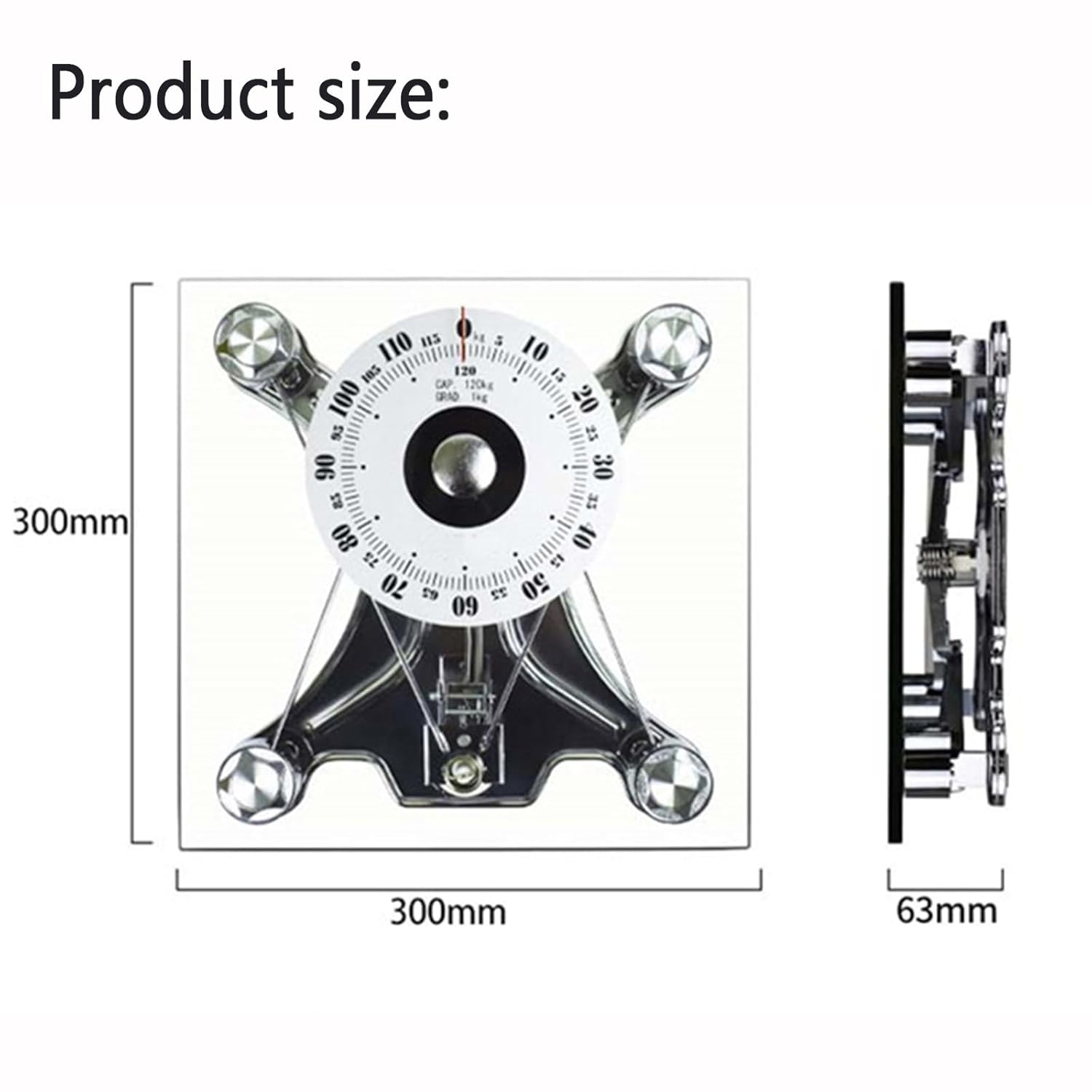 Mechanical Scale, Professional Analogue Bathroom Scales, Up to 120kg Body Weighing Scales, Easy to Read, Battery Free, with Non-Slip Tempered Glass, for Gyms, Homes, Bathrooms