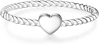 GLANZSTÜCKE MÜNCHEN Damen-Ring Herz Sterling Silber - Damen-Schmuck Freundschafts-Ringe dünner Steck-Ring