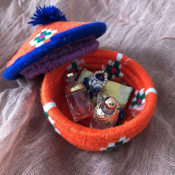 かご 小物入れ 天然素材 デーツ 一点もの