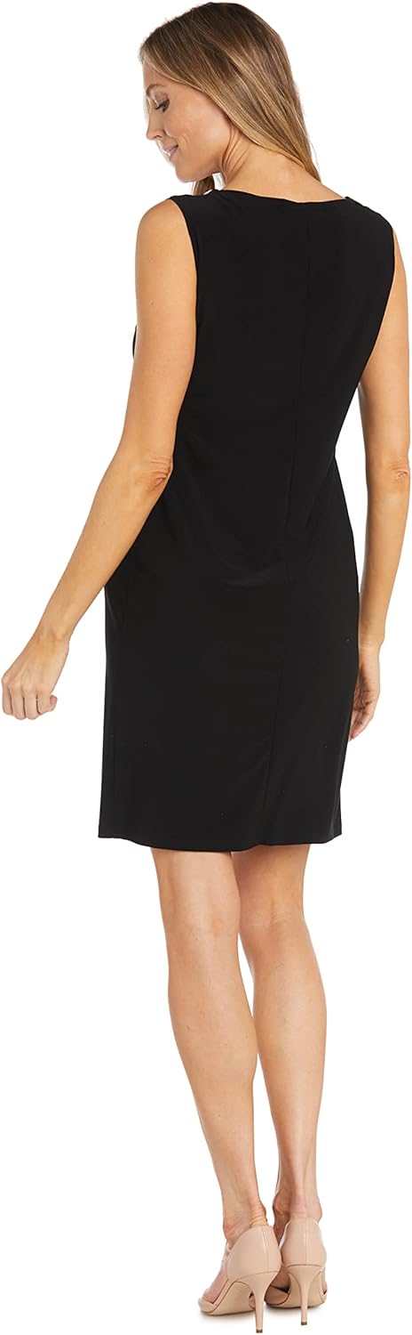 R&M Richards Women's 2-Piece Knee-Length Printed Tank Dress W/Solid 3/4 Sleeve Flyaway Jacket - Slip-On Style - Image 4