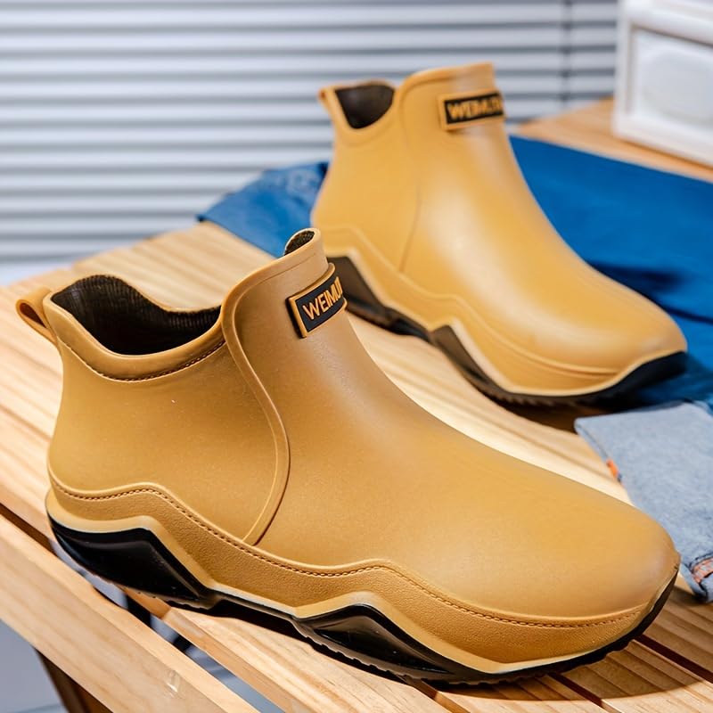 Non-slip Waterproof Men's Rain Boots, Wear-resistant Ankle Rain Shoes For Outdoor Working Fishing wellies3