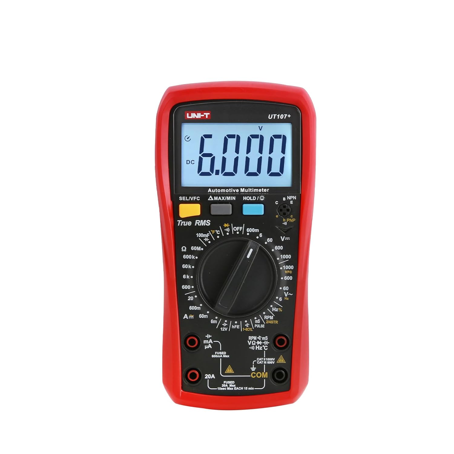 UNI-T UT107+ Digital Multimeter, Pocket-Sized Mini Voltage Tester, AC/DC Voltage & Current, Resistance, Continuity, Diode Test, CAT III 600V Safety, with Test Leads & Case for Home DIY, Car Repair