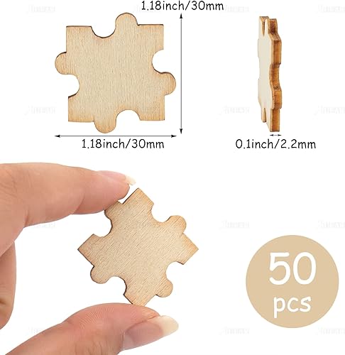 Miniatura 2 de AUEAR, Rompecabezas de madera sin terminar con forma libre para manualidades, manualidades, fabricación de tarjetas (paquete de 50)