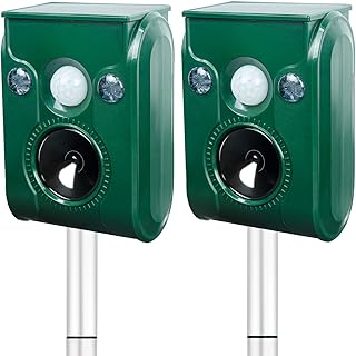 2 Pack Solar Animal Repellent, Ultrasonic pest Repeller, Cat Repellent Outdoor, Squirrel Repellent, Deer Repellent,Waterproof,Siren and Flash Animal Repellent,Repel,Dog, Raccoon, Skunk,Rodent.