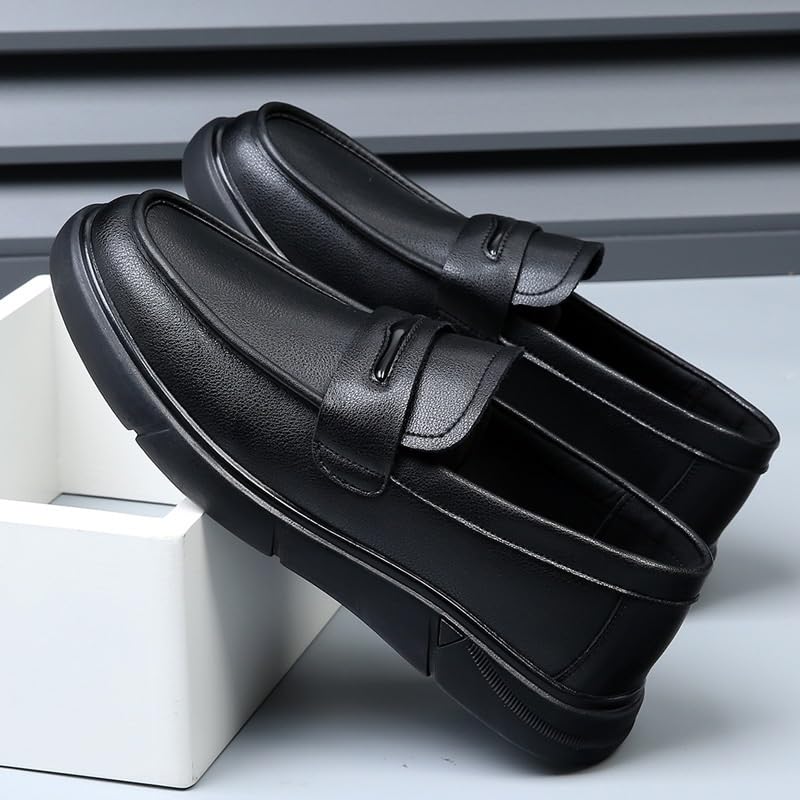Men's Leather Derby Dress Shoes Comfortable Casual Business Office Slip-On Loafers Sole Loafers4
