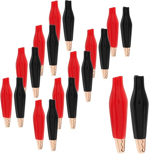 20 clips de cocodrilo aislados, abrazaderas de cocodrilo resistentes, clips de cocodrilo de metal de cobre 20A, pruebas eléctricas, conexión de