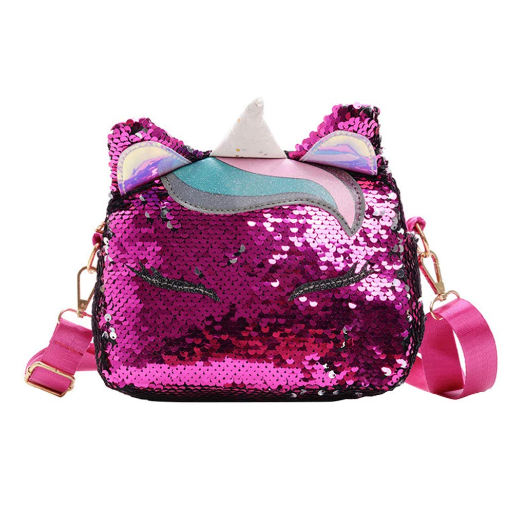 VALICLUD Frauen Mädchen Einhorn Pailletten Tasche Glitzer Crossbody Geldbörse Umhängetasche für Kinder Kleine Mädchen