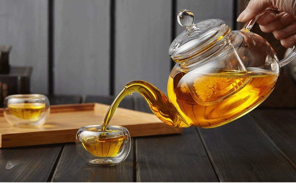 Théière En Verre Borosilicate KAV 250 Ml – Infuseur Inox Amovible – Idéale Thé En Vrac, Fleurs De Thé, Café