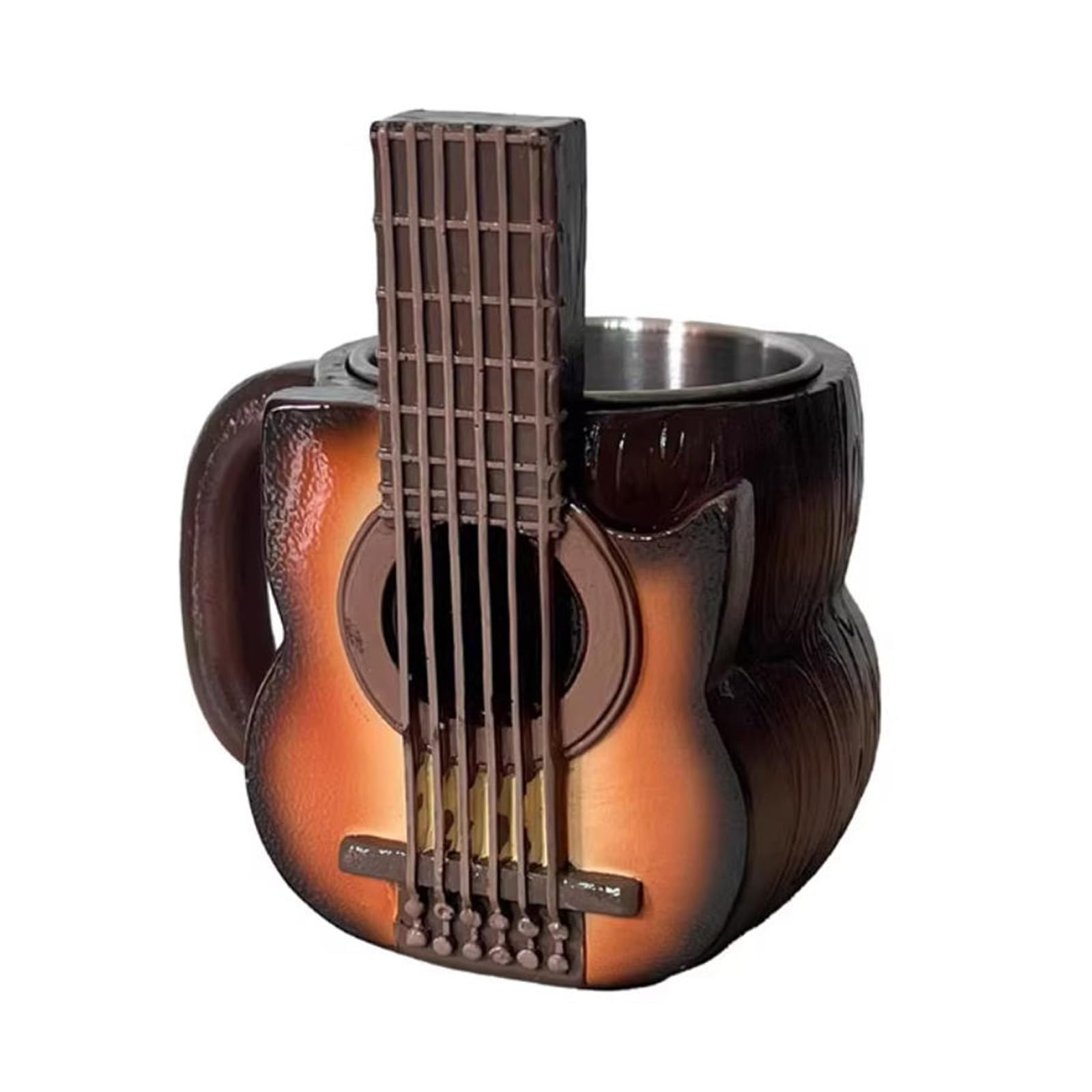 Tazza da caffè con chitarra, design artistico, realizzata a mano, per decorare la scrivania, ideale per gli amanti della musica e i collezionisti