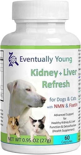 Kidney Liver Refresh Super Renal & Liver Supplement to Support Pets, Feline, Canine Kidney & Liver Function, Urinary Track & Detox. Essential for
