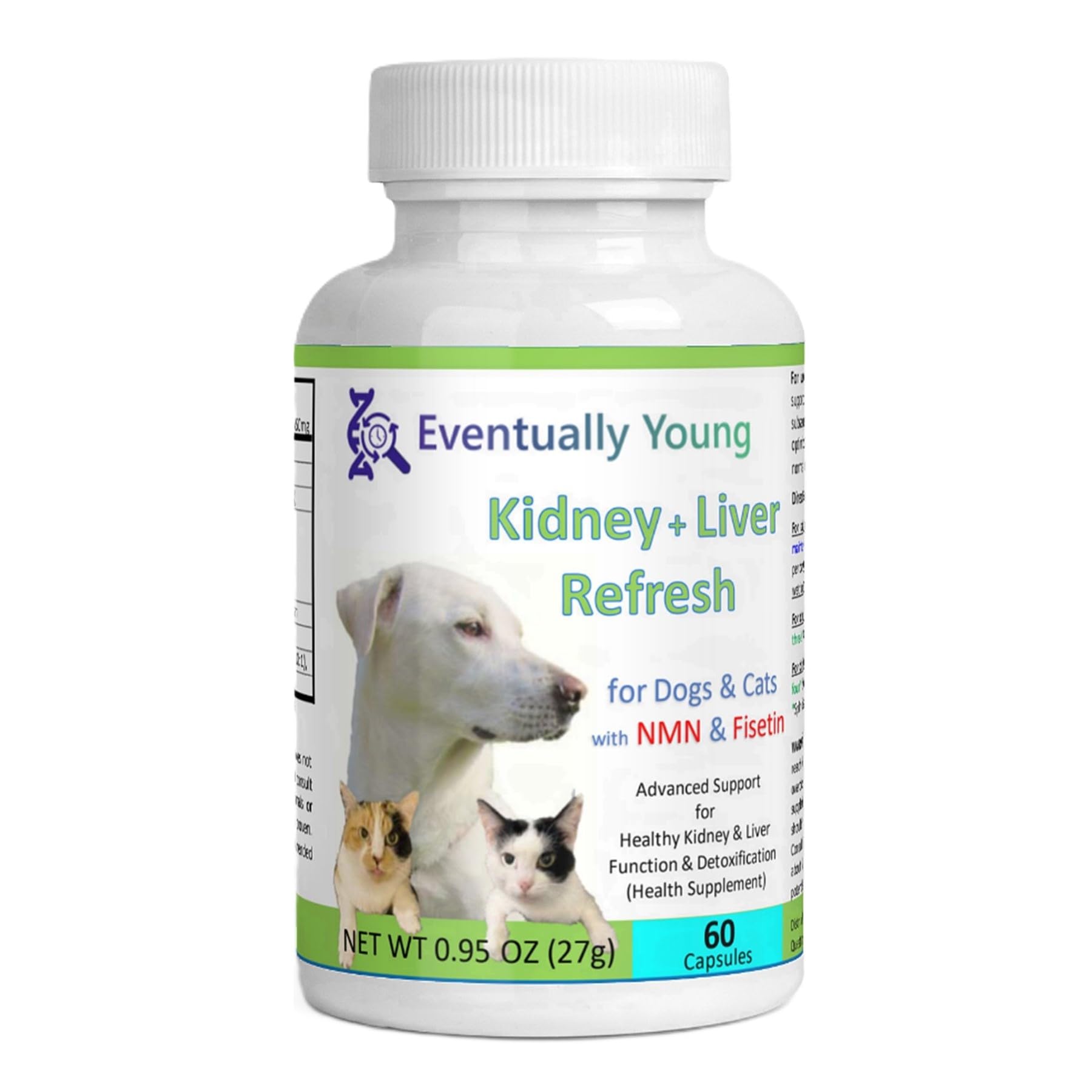 𝗘𝘃𝗲𝗻𝘁𝘂𝗮𝗹𝗹𝘆 𝗬𝗼𝘂𝗻𝗴 12-in-1 Kidney Support Restore for Cats & Dogs: Super Phosphate Binder w/NMN, Fisetin, Antioxidants, Prebiotic & Probiotic 4 Healthy Kidney & Liver Functions (60 Caps)