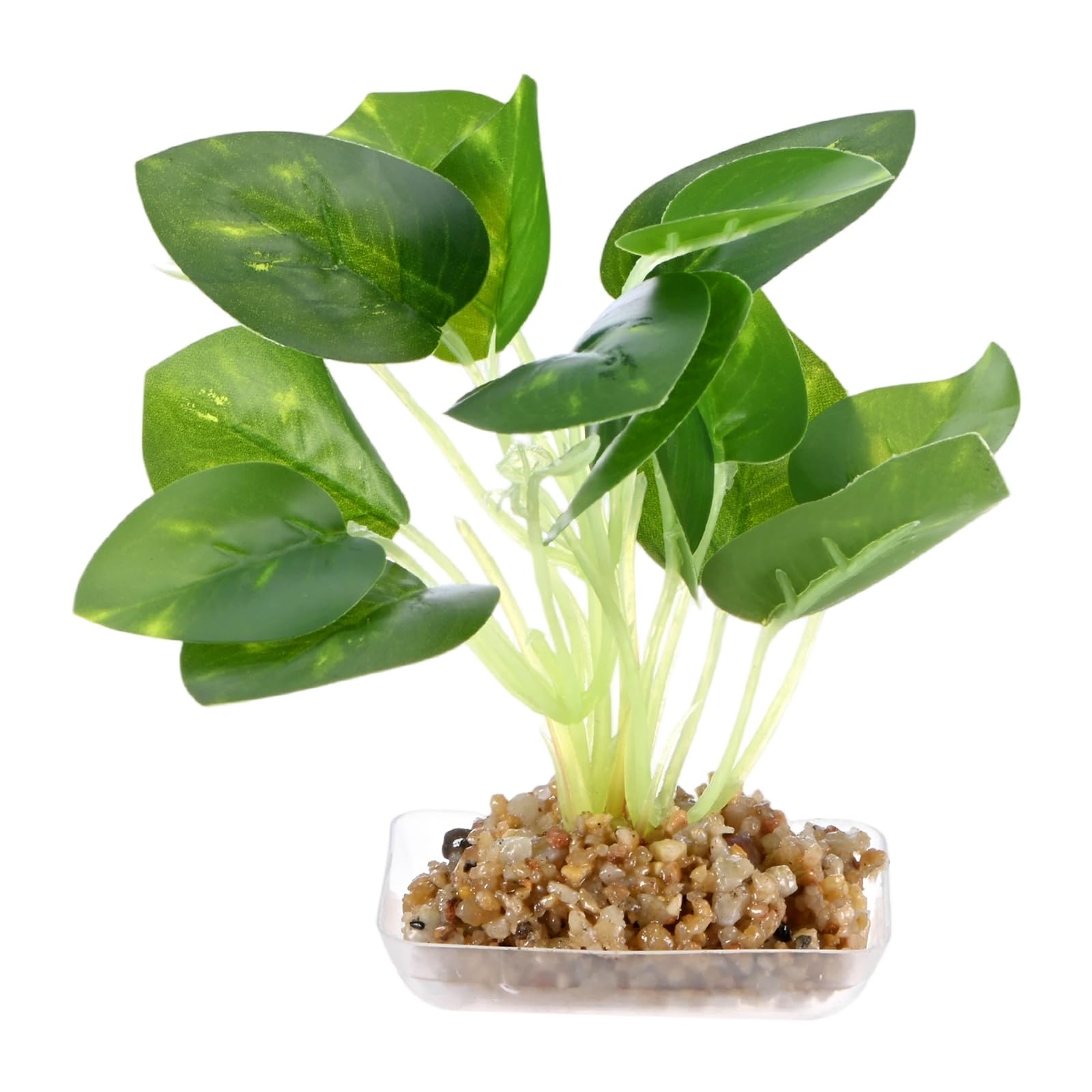 M METERXITY 1-Pack Aquarium Plant, Small Plastic Artificial Plant Water Grass Fish Hide Accessories for Aquarium Decoration/Fish Tank Decoration/Terrarium [Style 2, Green]