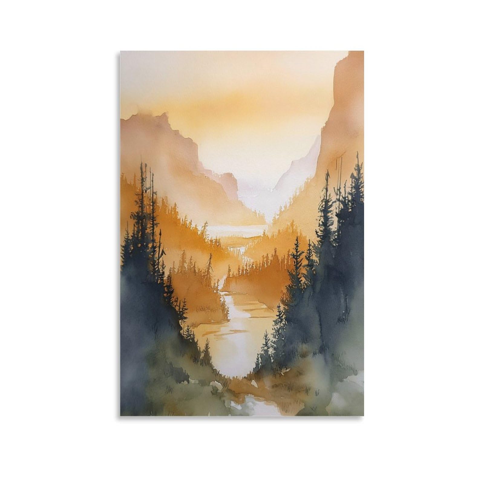 XWYMXZ Oregon Style Retro 20x30inch(50x75cm) Vintage Travel Poster Watercolor Canvas Art
