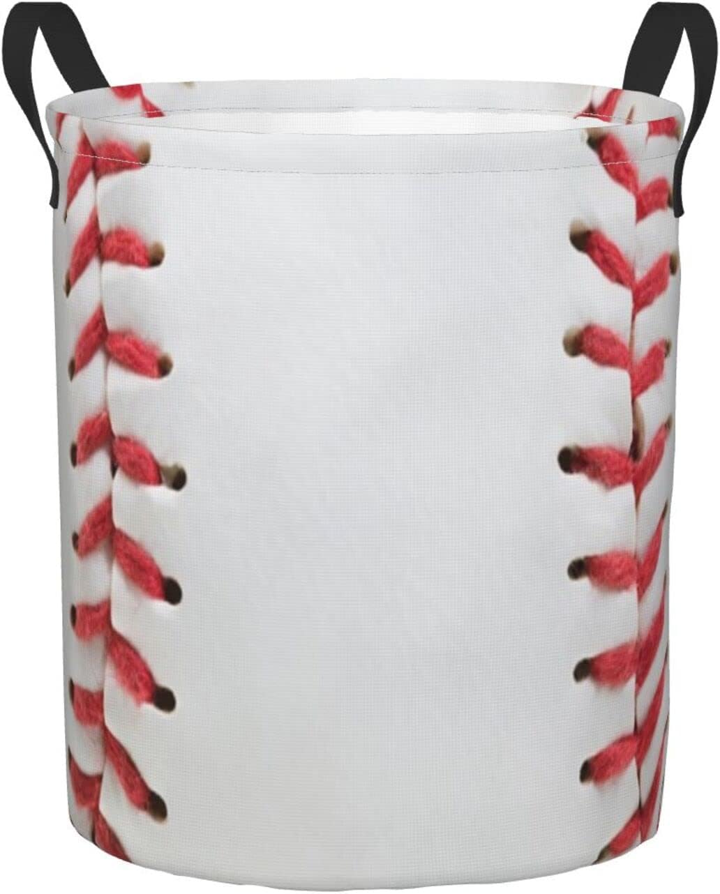 Dujiea Baseball Laundry Basket Round with Handle, Collapsible Foldable Canvas Storage Bin Dirty Clothes Bag for Laundry/Toys Organizer/College Dorm/Nursery/Decor(2 Sizes) Baseball1 Medium
