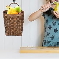 Vista 8 de Kichvoe Cesta colgante de puerta: Cesta colgante de mimbre para pared, cesta de flores de frutas y verduras, cesta de granja para decoración de baño