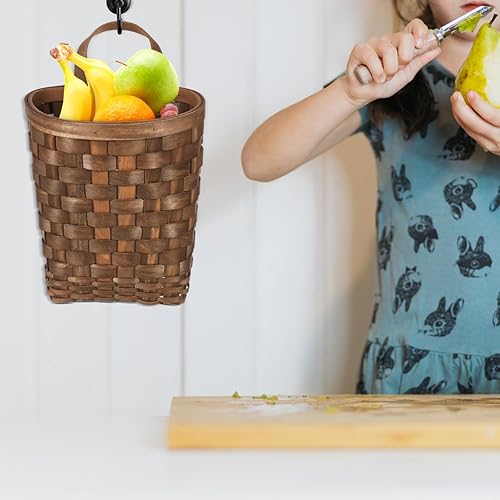 Miniatura 9 de Kichvoe Cesta colgante de puerta Cesta colgante de mimbre para pared, cesta de flores de frutas y verduras, cesta de granja para decoración de baño