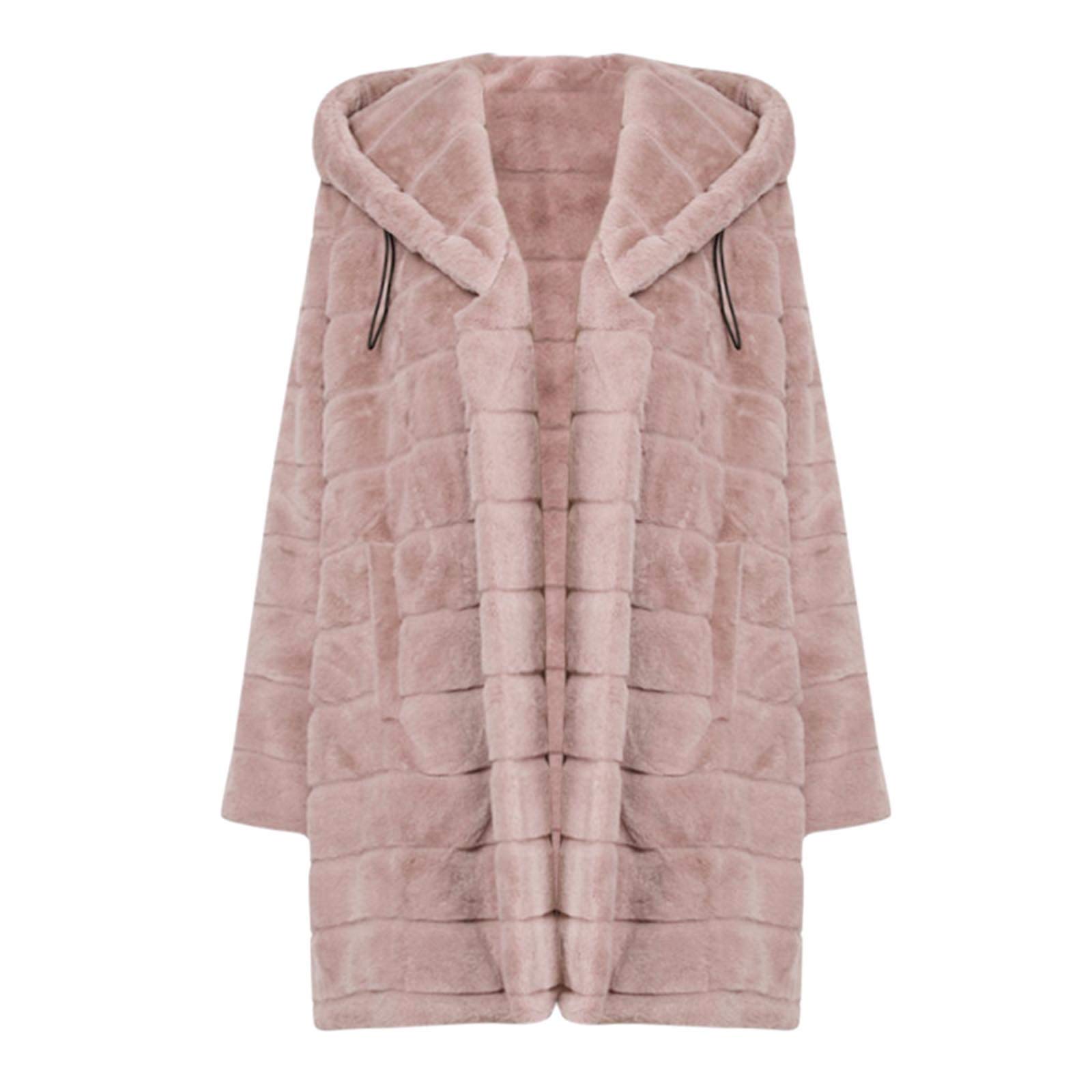 Generisch Chaqueta de forro polar para mujer, sudadera con mangas, ropa de exterior, chaqueta de cuerpo cómodo, abrigo largo de piel sintética para mujer