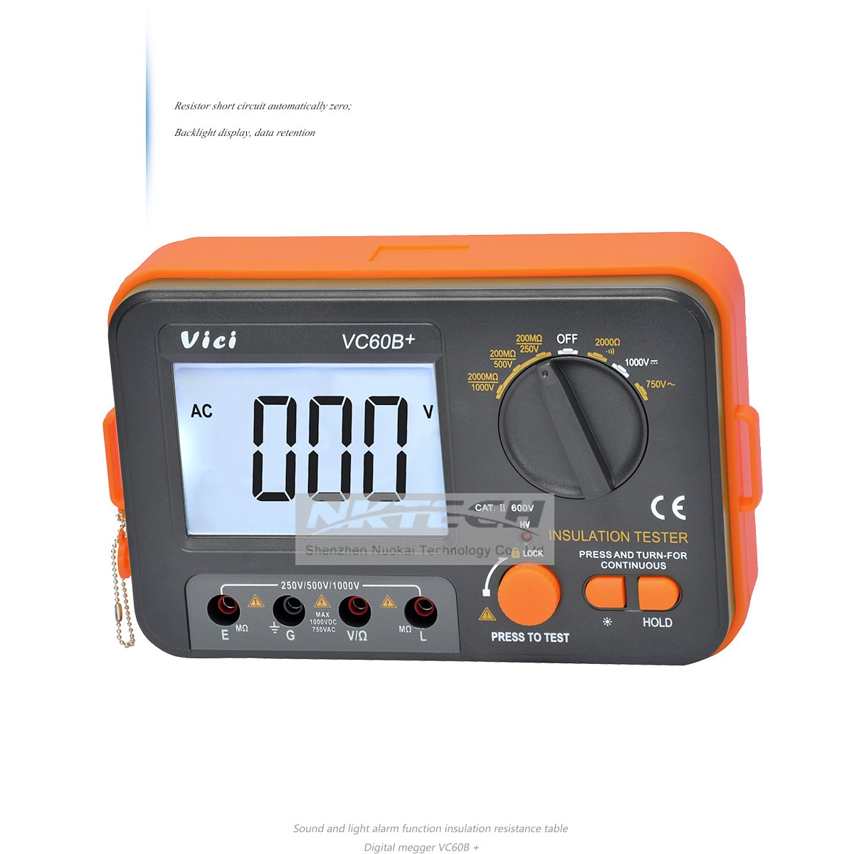 Vici VC60B + Digital LCD Megger MegOhm metros probador de aislamiento DC AC voltaje resistencia DC-250/500/1000 V ac-750 V retroiluminación multímetro probador con