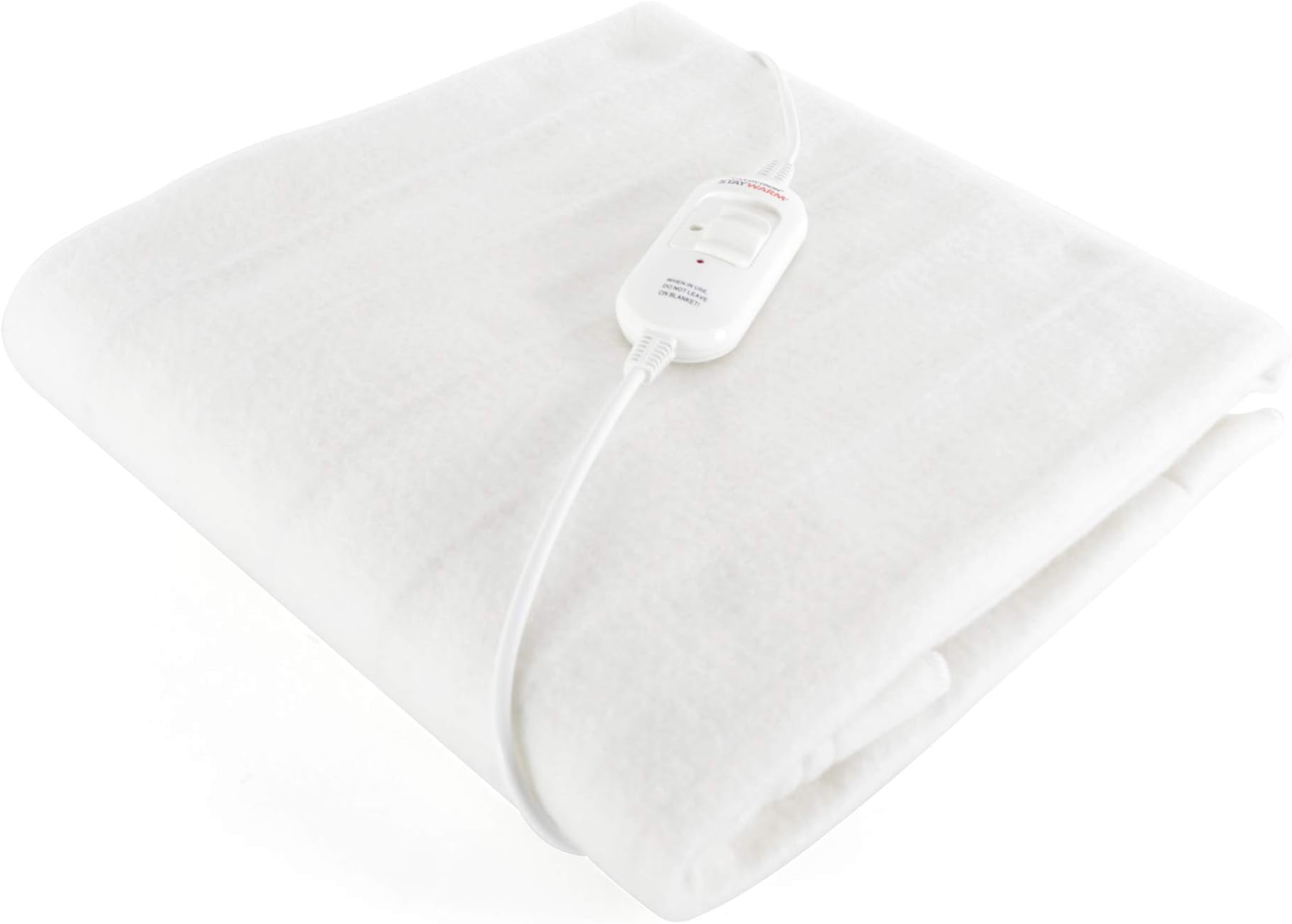 STAYWARM® Double Size Luxury Quality Electric Underblanket with Detachable Controller / 2 Heat Settings / Detachable Cord / Machine Washable / Safe All Night Use - 70w - 120 x 107cm - F902 - White