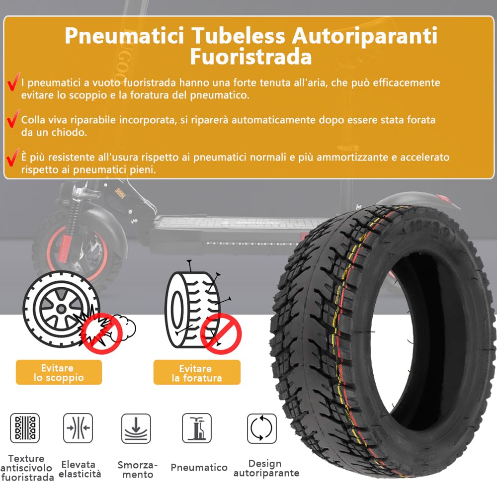 Pneumatici Gomma Piena 10x3 Per Scooter Elettrico | Antiscivolo E Resistente - Foto 2