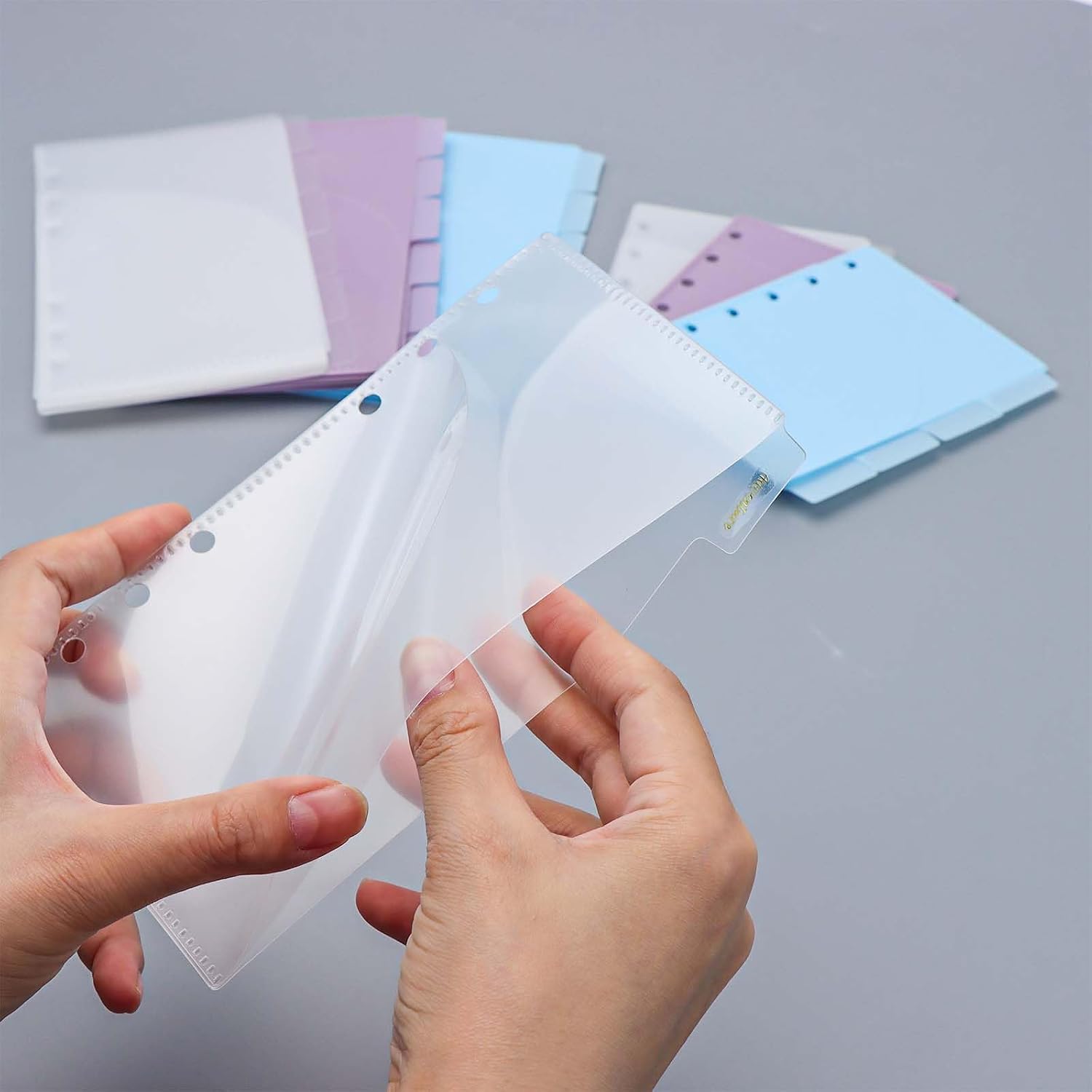 12Pcs A6 Cash Stuffing Envelopes with 6 Tabs 2 Sets 2-Layer Pockets Binder Dividers with Label Stickers Waterproof Clear PP Budget Planner Inserts for 6 Ring Binder Accessories (Clear) image 4