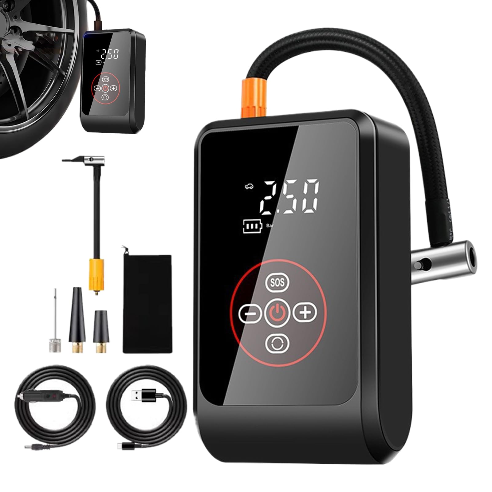 Gonfiatore Pneumatici Portatile Pompa Ricaricabile Auto con e Schermo LED