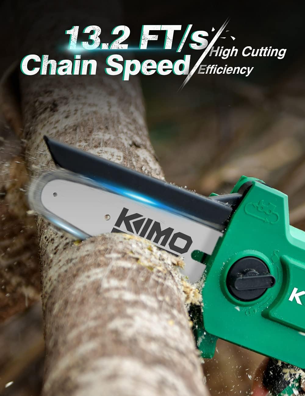 Mini Chainsaw - KIMO 2lbs Ultra-Lightweight Upgraded Cordless Chainsaw, 4-Inch w/ 20V 2.0Ah Battery&Charger, 13.2ft/s Speed, One-Handed Electric Chain Saw for Garden Tree Trimming Branch Wood Cutting