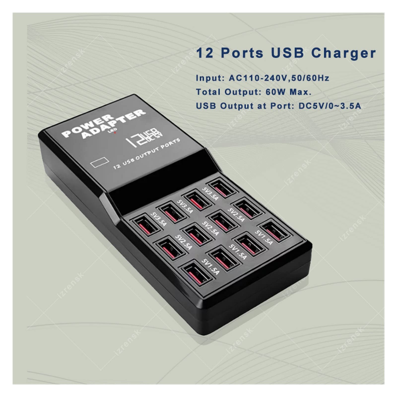 Stacja ładowania, Ładowarka USB 12 24 wieloportowa stacja ładująca 100 W Stacja dokująca Uniwersalny zasilacz ścienny na biurko(24 Port USB)