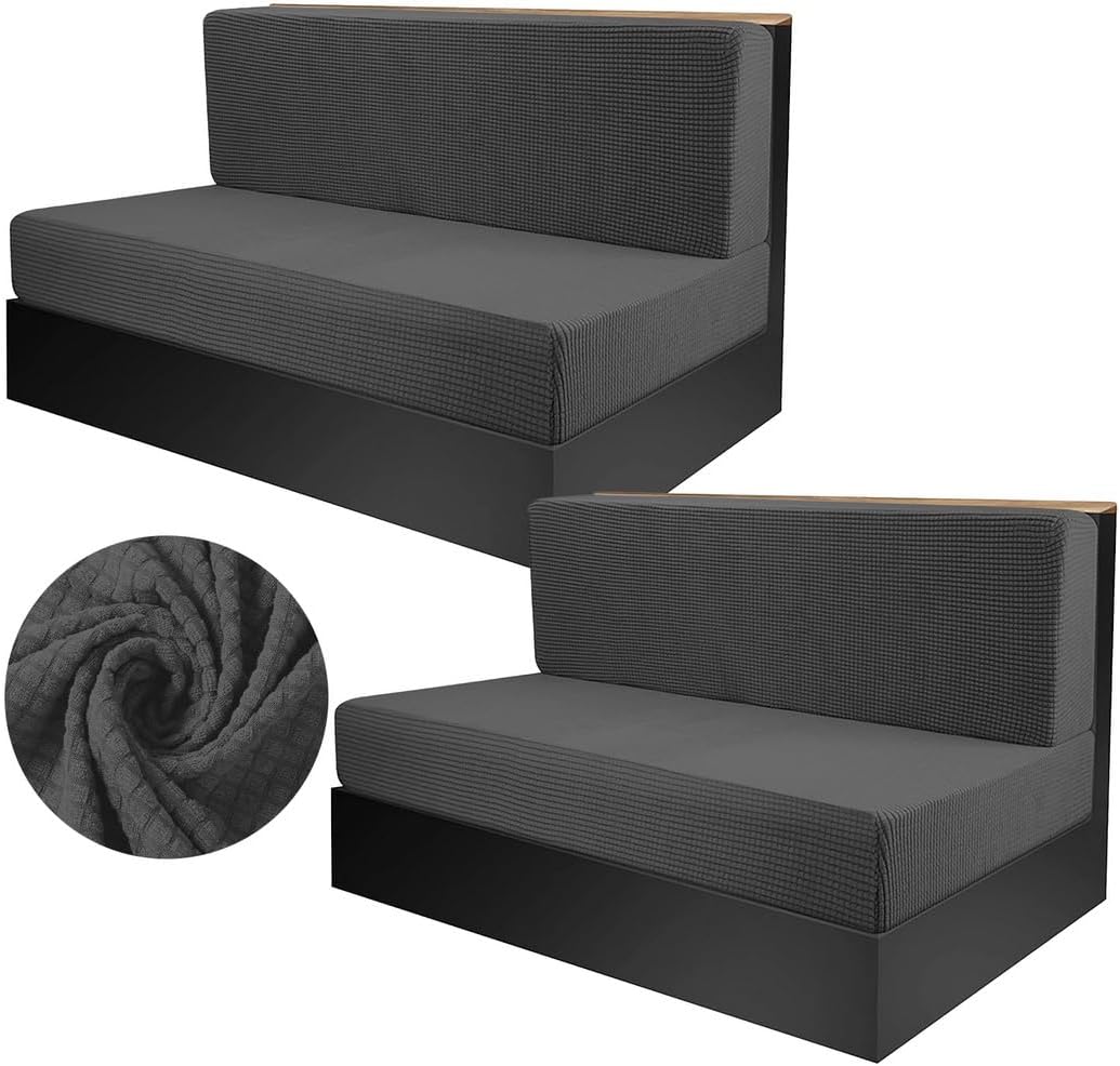Elasticized Bench & Backrest Cushion Protectors, Machine Washable, Stretchy Rv Dinette Cushion Covers, Rv Loveseat Sofa Covers, 2 Pcs, Universal Fit