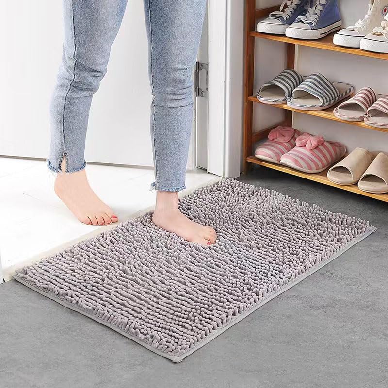 ABOUT MT Non-Slip Bathroom Rugs 30x20 Plush, Quick-Dry Ultra-Soft, Extra Thick Soft, DurableNon-Slip, and Machine Washable for a Cozy，Home Decor Accessories (Silver Gray)