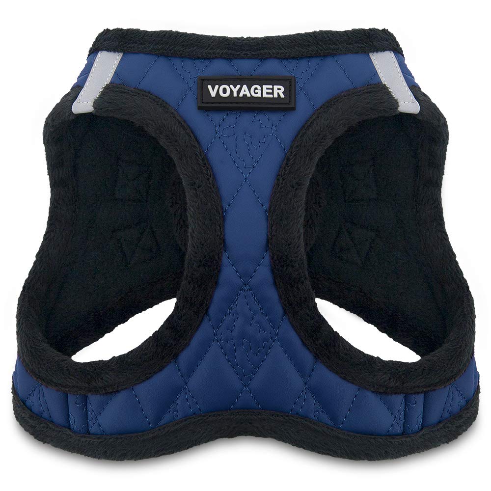 Voyager Step-in Plush Dog Harness – Soft Plush, Step in Vest Harness for Small and Medium Dogs by Best Pet Supplies - Harness (Royal Blue Faux Leather), XL (Chest: 20.5-23")