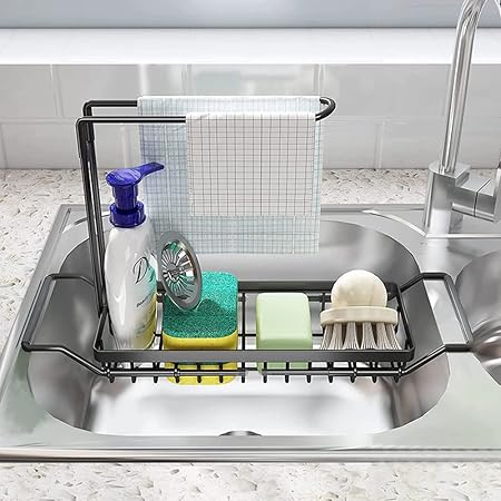 Amazon.com - Telescopic Sink Storage Rack, Expandable Sponge Holder for ...
