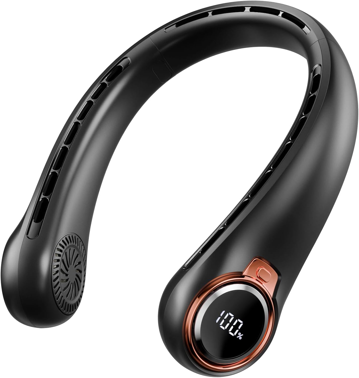 Neck Fan, 6000mAh Portable Rechargeable Fan That Blows Cold Air with LED Display, 4 Speeds Strong Airflow Ultra-Long Battery, Quiet Wearable Personal Cooling Fan for Outdoor Travel Work Gym (Black)