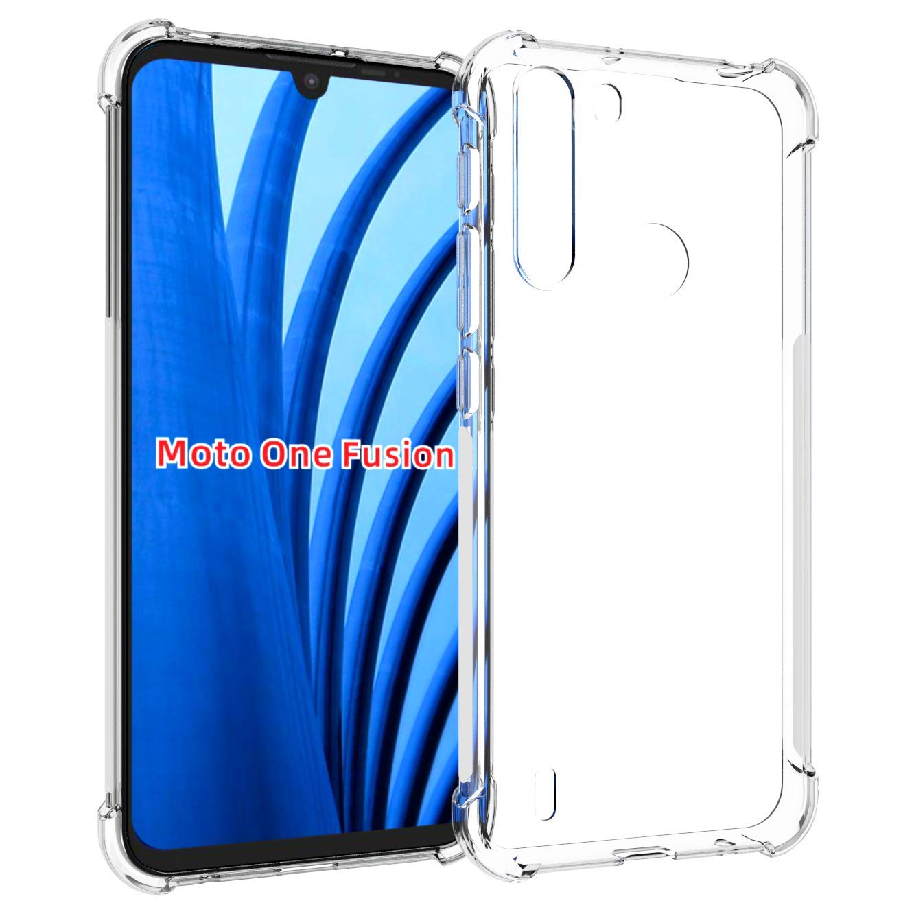 USTIYA for Motorola One Funsion Case Clear TPU Four Corners Moto Cover Transparent Soft funda