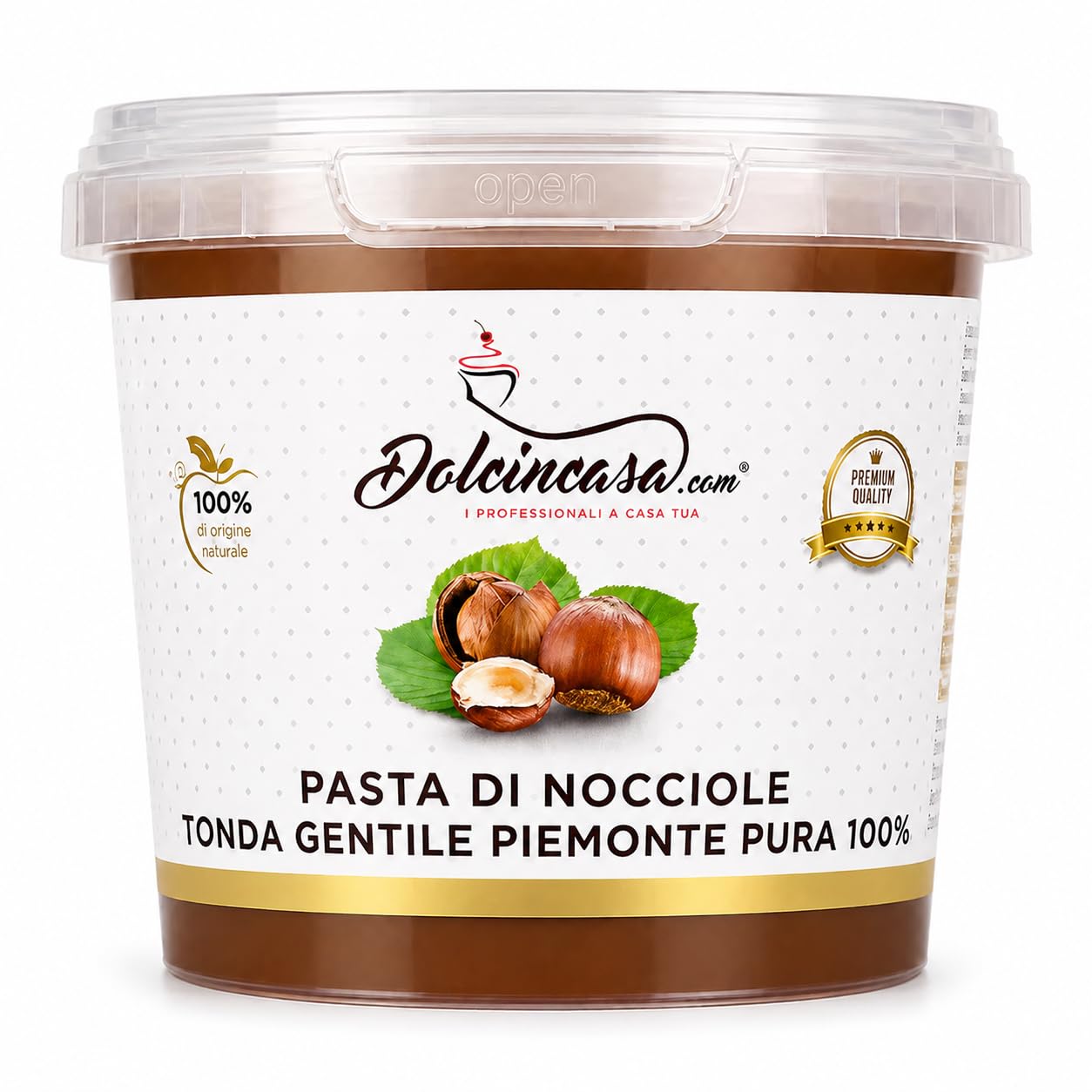 Dolcincasa-Pasta di Nocciole Piemonte IGP Nocciola Tonda Gentile delle Langhe Pura al 100% per Gelati, Creme, Panna e altri usi in Pasticceria 500g