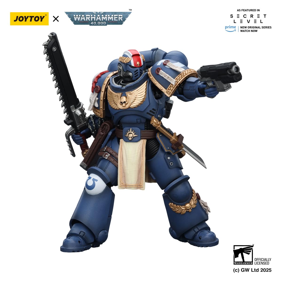 JOYTOY Titus with Laurels of Victory Warhammer 40K 1/18 Figurka akcji Ultramarines Titus with Laurels of Victory 11,2 cm Model kolekcjonerski Prezenty urodzinowe