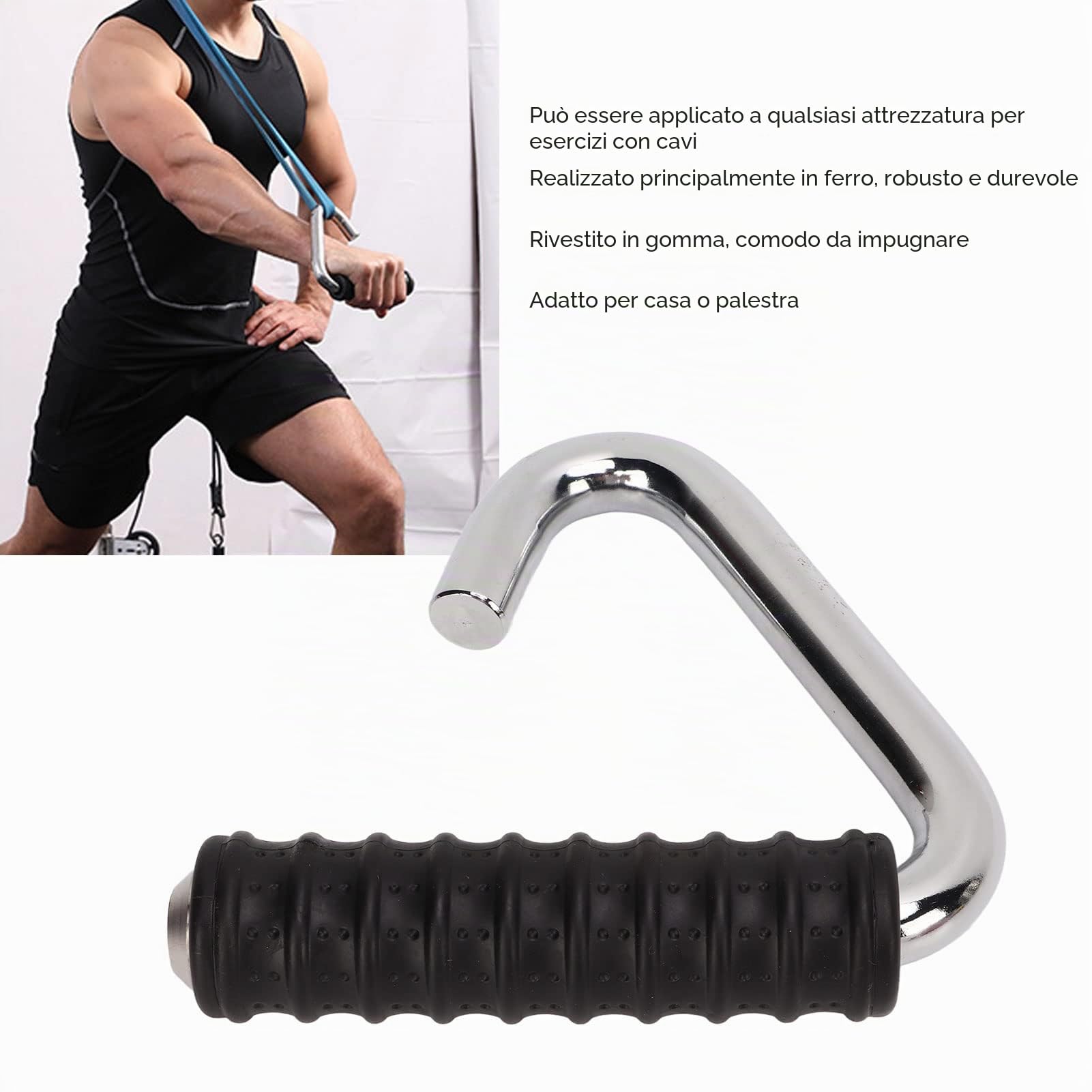Maniglia per Barra di Impugnatura Fitness, Maniglia a Forma di C Universale Maniglia Barra di Trazione per Allenamento Avvolta con Rivestimento in Gomma