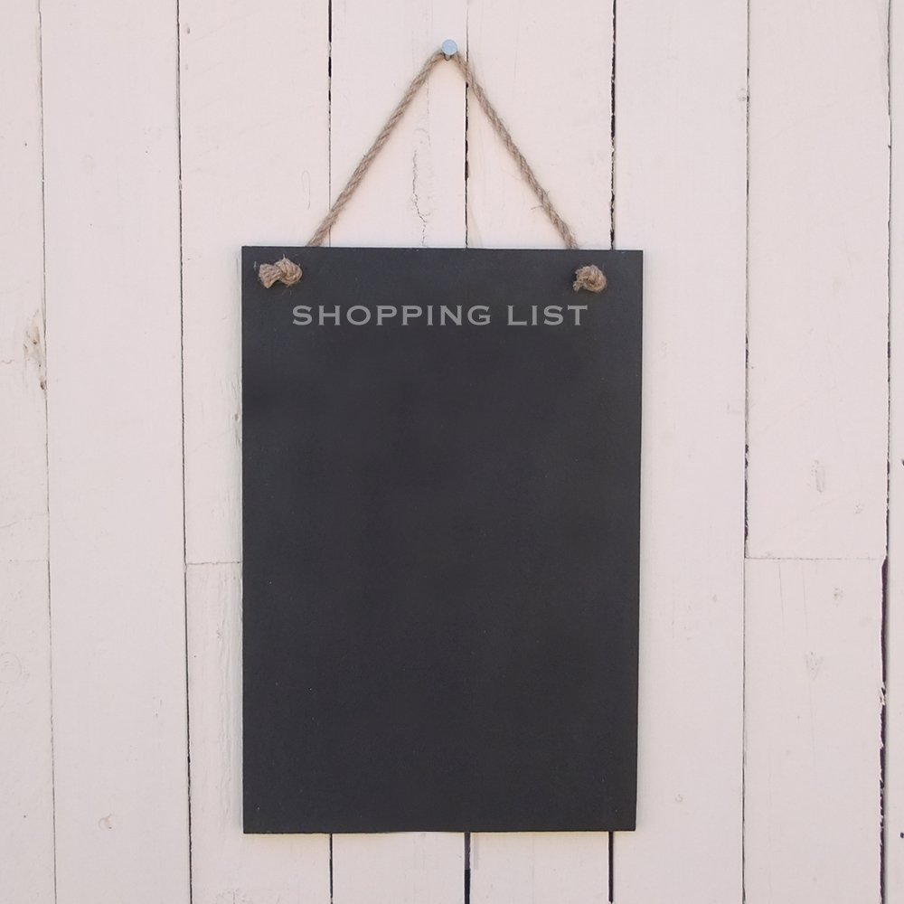 Slate Hanging Notice Board 'Shopping List'