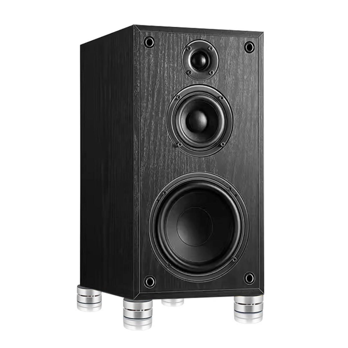 Qury 4 picos de altavoz, pies de subwoofer adecuados para amplificadores, estanterías, soportes de altavoces (plateado)