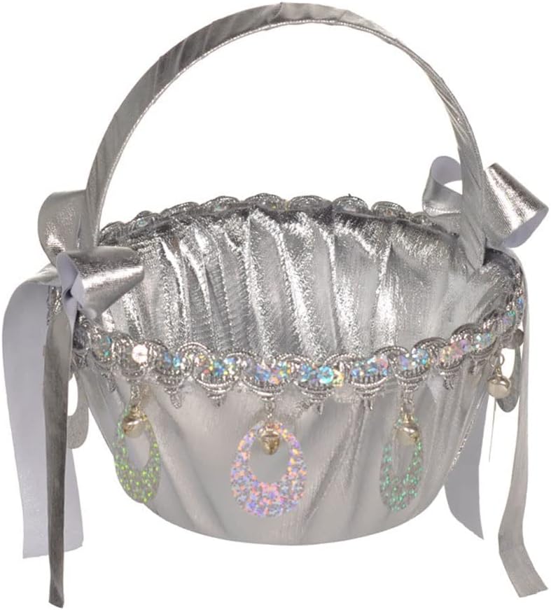 HBJWOV Wedding Supplies Flower Girl Basket Silver Sprinkle Bridal Hand-held Performance