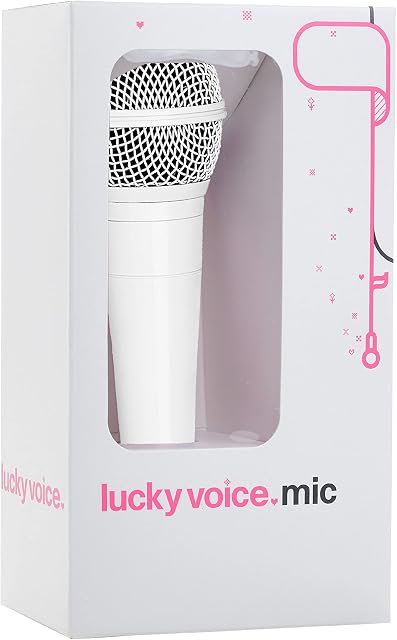 Lucky Voice Karaoke Microphone for Adults & Kids - White - Portable Handheld Mic for Karaoke Machines, PA Systems, Speaker Amps - 5m Long Cable