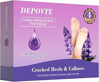 4 Pairs Foot Peel Mask,Skin Exfoliating Foot Masks,Cracked Feet, Callus, Dead Skin Remover - Feet Peeling Mask for Soft Fe...