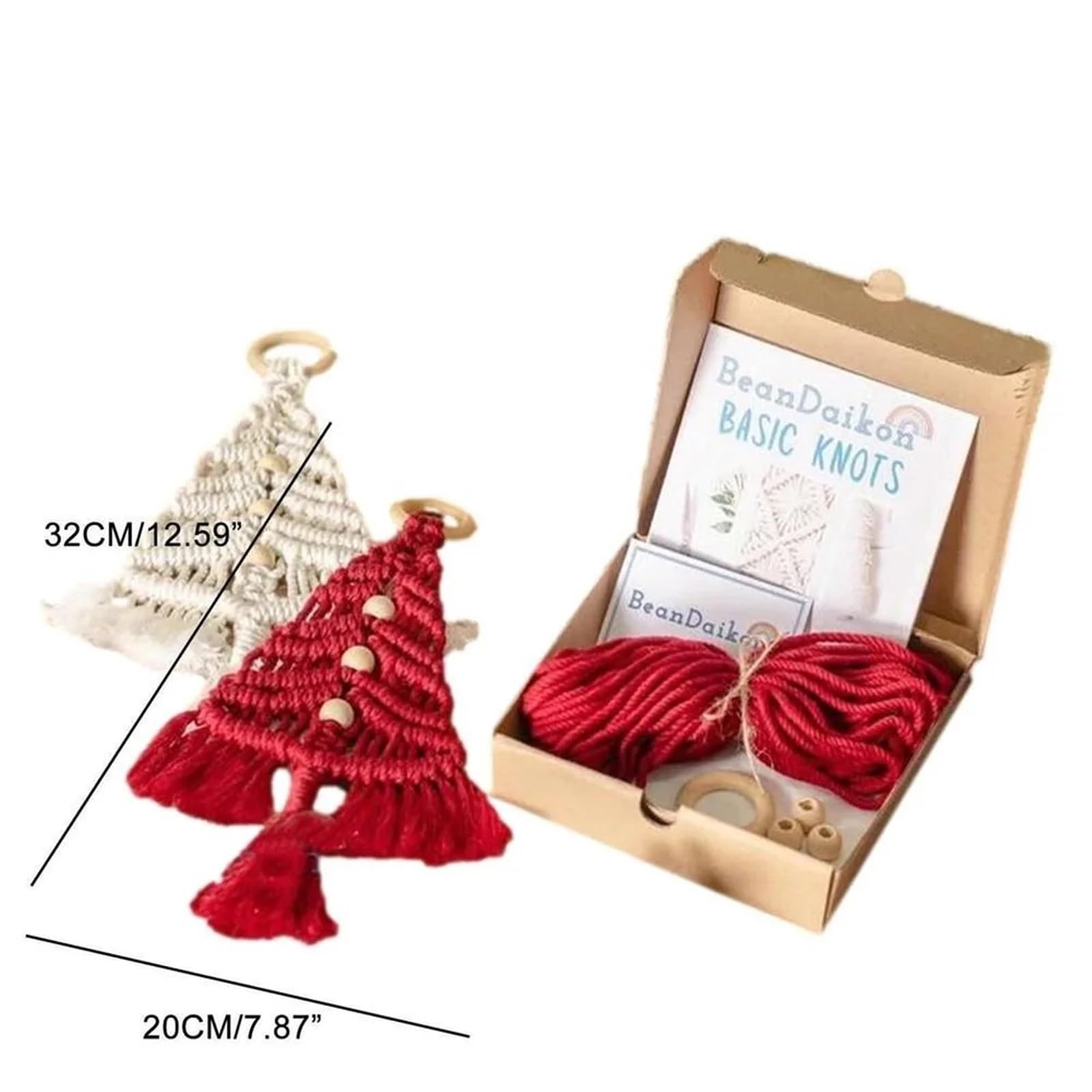 Kit De Tricot En Macramé Diy Kit de macramé d'arbre en corde de coton, 3 pièces/ensemble, bricolage, fil de coton, paquet de matériel fait à la main, décoration de tentures de fenêtre Pour La Décorati