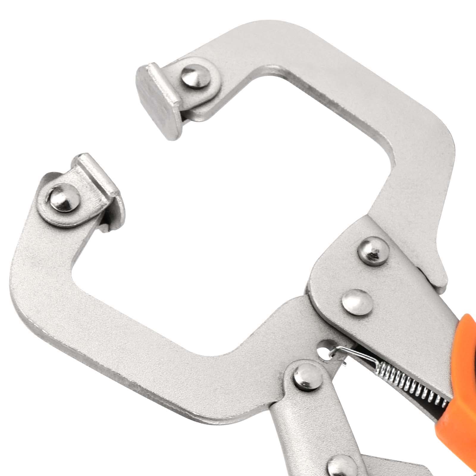JEUIHAU Lot de 4 pince à étau soudage en métal, colliers de serrage en C de 15,2 cm en métal avec vis réglables et coussinets pivotants pour le travail du bois, le soudage, l'alignement, les armoires