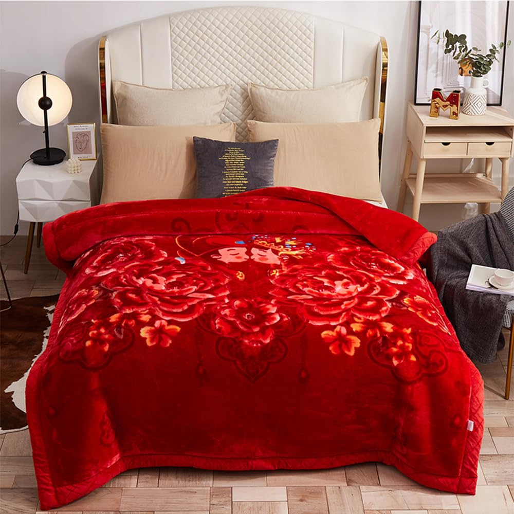 9 Lbs Heavy Korean Faux Mink Blanket King Size Silky Soft And Warm, Winter Thick Blanket 2 Ply Raschel Bed Blanket for The Cold Night,D,180×220cm3kg