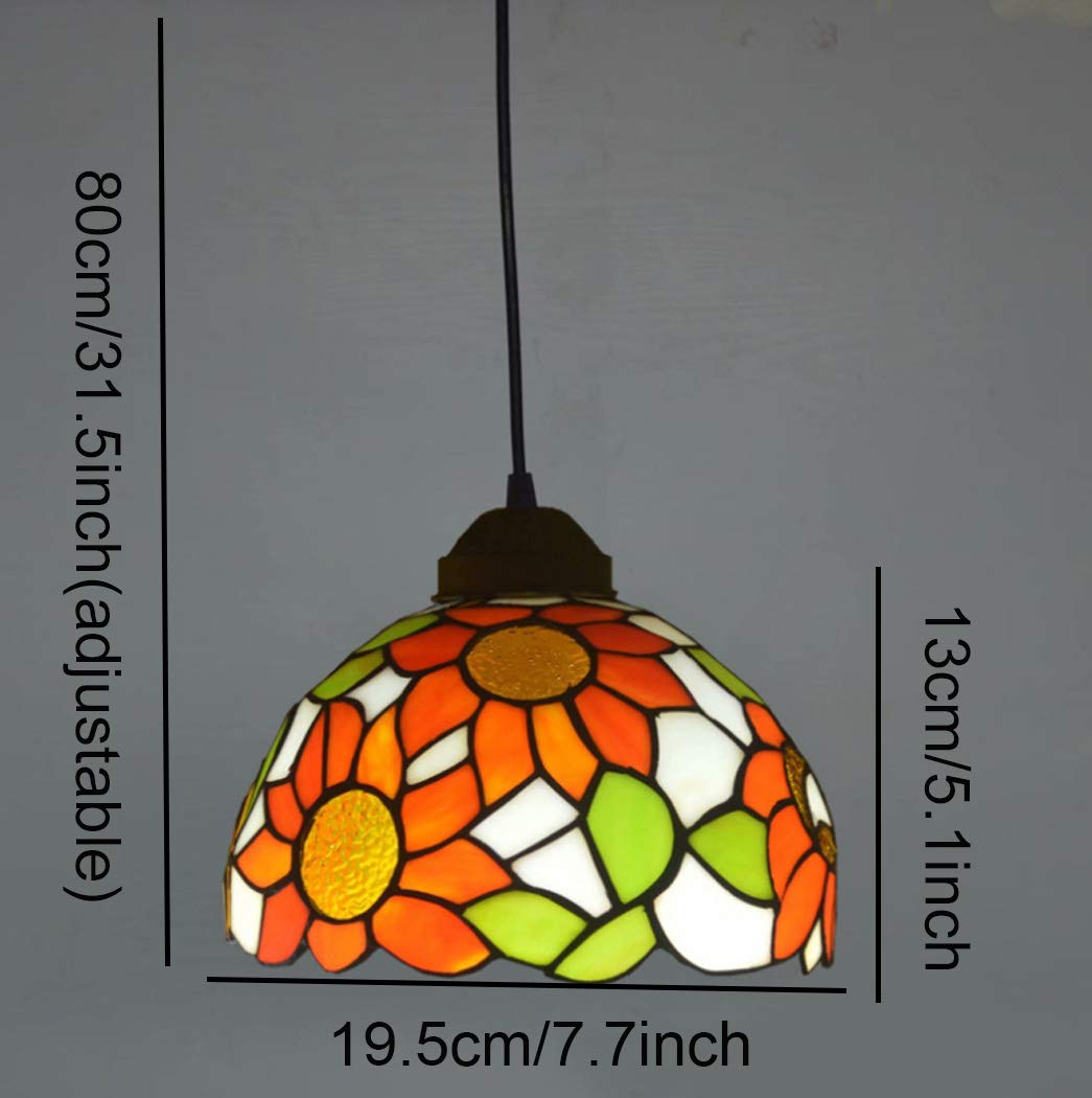 Lámpara Colgante de Techo con diseño de Girasoles en vitrales, Estilo lámpara de Techo Colgante para Comedor, Restaurante, Pasillo, Bar, candelabro Colgante, 110-, E27, 8 Pulgadas, grifos do